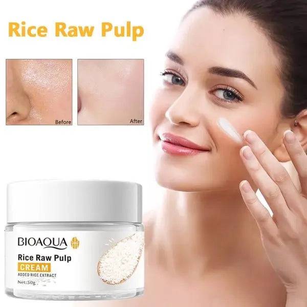 Bioaqua Rice Raw Pulp Hydrating Face Cream (50g) – Natural Moisturizer for Oily Skin