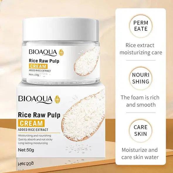 Bioaqua Rice Raw Pulp Hydrating Face Cream (50g) – Natural Moisturizer for Oily Skin